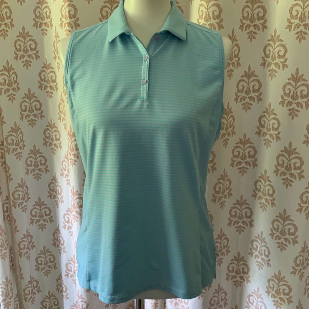 Lady Hagen sleeveless striped Golf polo Top M